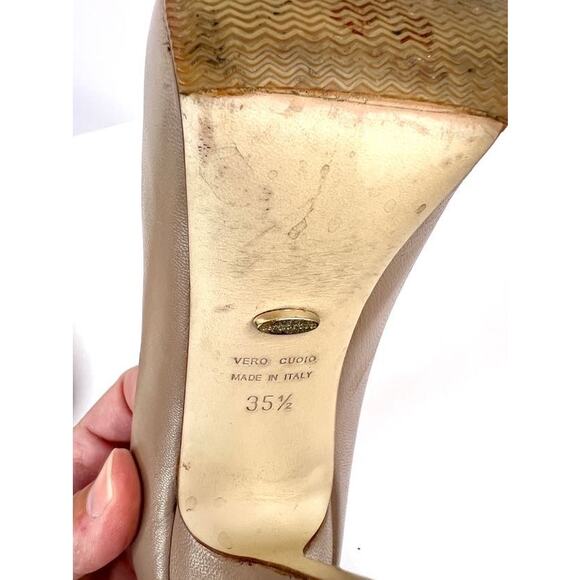SERGIO ROSSI Beige Leather 4 Inch Heel Shoes Size 5 (EU 35.5) - Picture 9 of 12